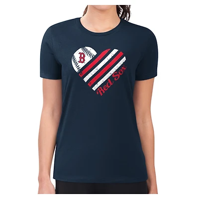 Women's G-III 4Her by Carl Banks  Navy Boston Red Sox Super-Slim Fit Lightweight Heart Graphic T-Shirt