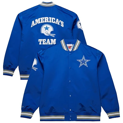 Men's Mitchell & Ness Royal Dallas Cowboys Vintage Double Down Satin Full-Snap Jacket