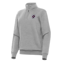 Women's Antigua Heather Gray New England Revolution Victory Quarter-Zip Pullover Top