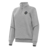 Women's Antigua Heather Gray Philadelphia Union Victory Quarter-Zip Pullover Top