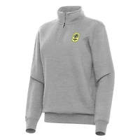 Women's Antigua Heather Gray Nashville SC Victory Quarter-Zip Pullover Top