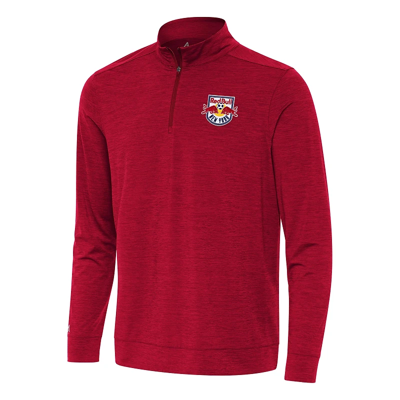 Men's Antigua Heather Red New York Red Bulls Bright Quarter-Zip Top