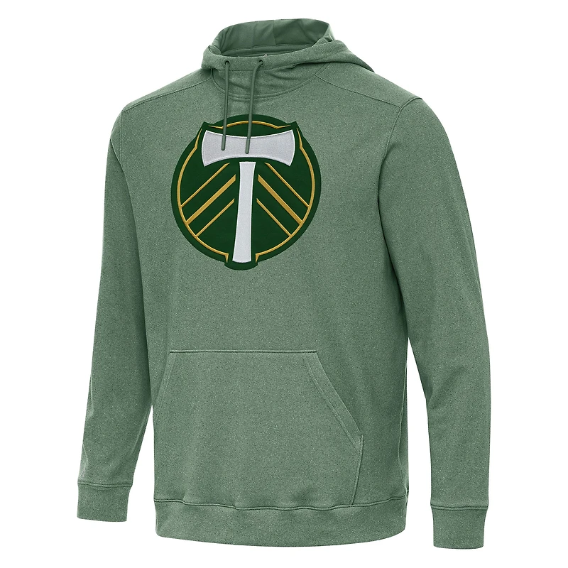 Men's Antigua Heather Green Portland Timbers Cloud Pullover Hoodie