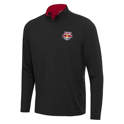 Men's Antigua Black New York Red Bulls Content Quarter-Zip Jacket
