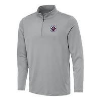 Men's Antigua Gray New England Revolution Reprocess Quarter-Zip Jacket