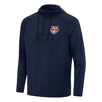 Men's Antigua Heather Navy New York Red Bulls Spikes Raglan Quarter-Zip Hoodie