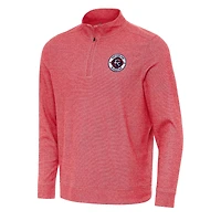 Men's Antigua Heather Red New England Revolution Subtle Quarter-Zip Jacket