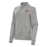Women's Antigua Heather Gray New York Red Bulls Crush Quarter-Zip Top