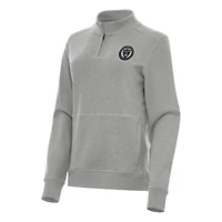 Women's Antigua Heather Gray Philadelphia Union Crush Quarter-Zip Top