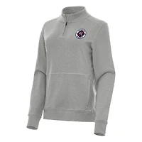 Women's Antigua Heather Gray New England Revolution Crush Quarter-Zip Top