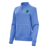 Women's Antigua Heather Blue Seattle Sounders FC Crush Quarter-Zip Top