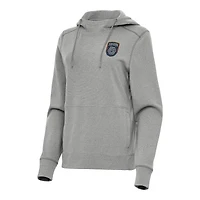 Women's Antigua Heather Gray San Diego FC Justice Pullover Hoodie
