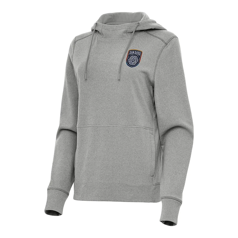 Women's Antigua Heather Gray San Diego FC Justice Pullover Hoodie