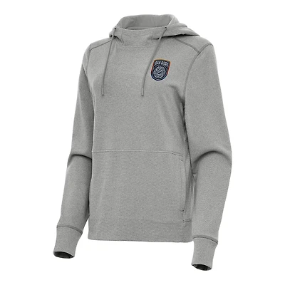 Women's Antigua Heather Gray San Diego FC Justice Pullover Hoodie
