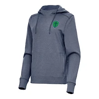 Women's Antigua Heather Navy Seattle Sounders FC Justice Pullover Hoodie