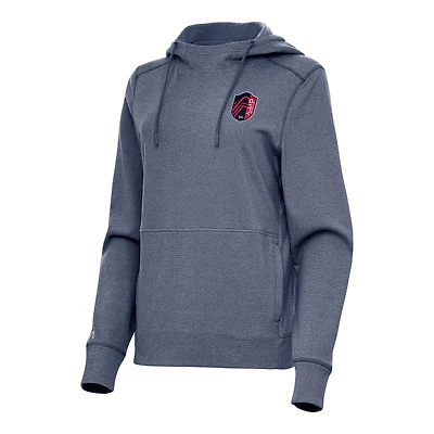 Women's Antigua Heather Navy St. Louis City SC Justice Pullover Hoodie