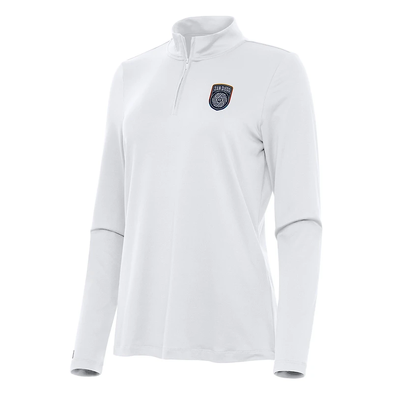 Women's Antigua White San Diego FC Reprocess Quarter-Zip Jacket