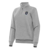Women's Antigua Heather Gray San Diego FC Victory Quarter-Zip Pullover Top