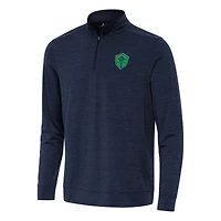 Men's Antigua Heather Navy Seattle Sounders FC Bright Quarter-Zip Top