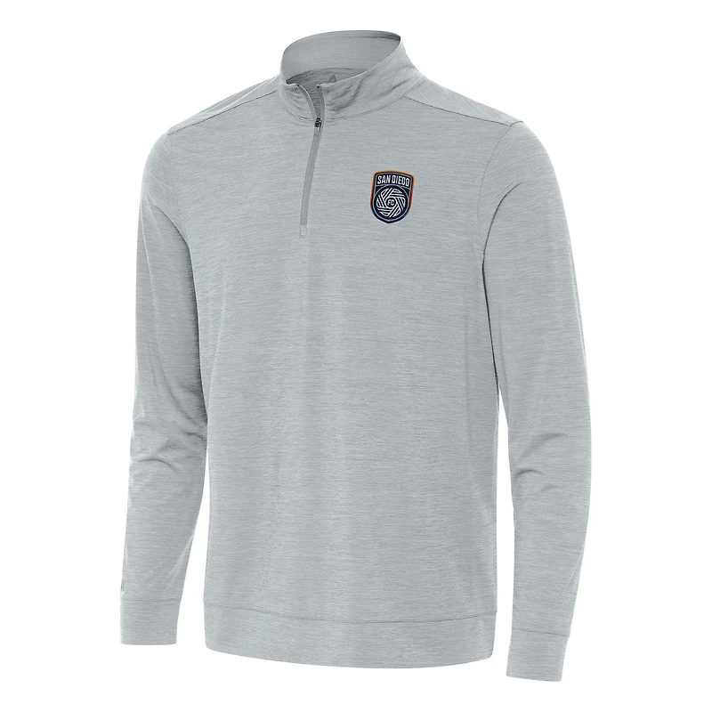 Men's Antigua Heather Gray San Diego FC Bright Quarter-Zip Top
