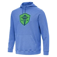 Men's Antigua Heather Blue Seattle Sounders FC Cloud Pullover Hoodie
