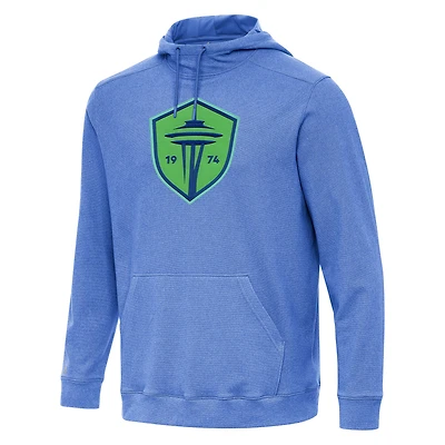 Men's Antigua Heather Blue Seattle Sounders FC Cloud Pullover Hoodie