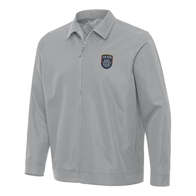 Men's Antigua Gray San Diego FC Pivot Full-Zip Jacket