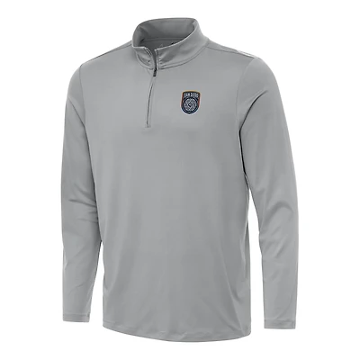 Men's Antigua Gray San Diego FC Reprocess Quarter-Zip Jacket
