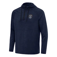 Men's Antigua Heather Navy San Diego FC Spikes Raglan Quarter-Zip Hoodie