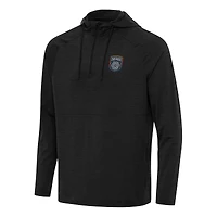 Men's Antigua Heather Black San Diego FC Spikes Raglan Quarter-Zip Hoodie
