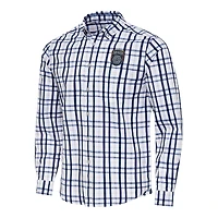 Men's Antigua Navy/Gray San Diego FC Tending 2 Tri-Blend Long Sleeve Button-Down Shirt