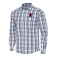 Men's Antigua Navy/Gray St. Louis City SC Tending 2 Tri-Blend Long Sleeve Button-Down Shirt