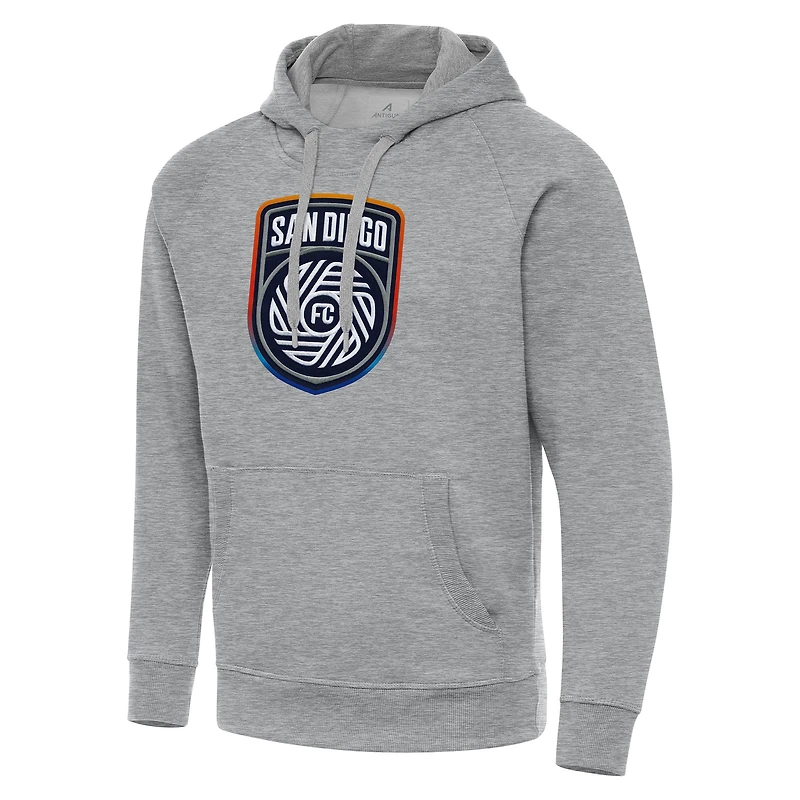 Men's Antigua Heather Gray San Diego FC Big & Tall Team Crest Victory Raglan Pullover Hoodie