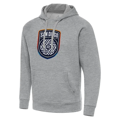 Men's Antigua Heather Gray San Diego FC Big & Tall Team Crest Victory Raglan Pullover Hoodie