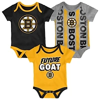 Infant  Boston Bruins Loyal Buddies Three-Pack Bodysuit Set