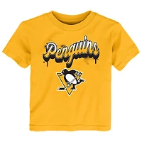 Toddler Gold Pittsburgh Penguins Bubbly Script T-Shirt