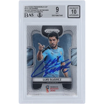 Luis Suarez Uruguay National Team Autographed 2018 Panini Prizm World Cup #214 Beckett Fanatics Witnessed Authenticated 9/10 Card