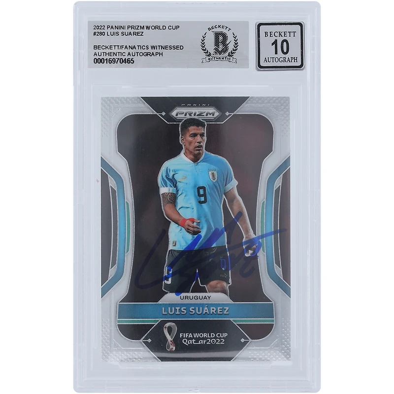 Luis Suarez Uruguay National Team Autographed 2022 Panini Prizm World Cup #280 Beckett Fanatics Witnessed Authenticated 10 Card