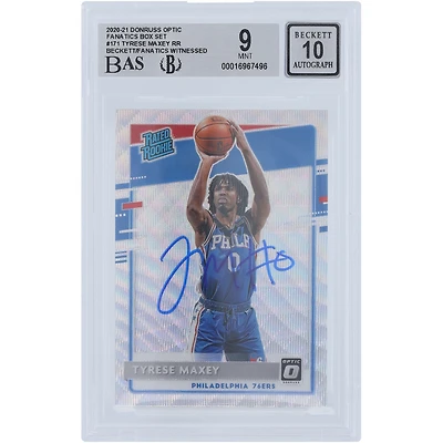 Tyrese Maxey Philadelphia 76ers Autographed 2020-21 Panini Donurss Optic Fanatics Box Set #171 Beckett Fanatics Witnessed Authenticated 9/10 Rookie Card