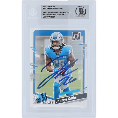 Jahmyr Gibbs Detroit Lions Autographed 2023 Panini Donruss Rated Rookie #331 Beckett Fanatics Witnessed Authenticated Rookie Card