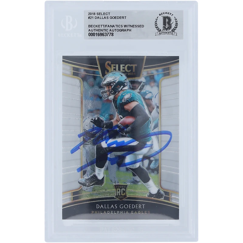 Dallas Goedert Philadelphia Eagles Autographed 2018 Panini Select #21 Beckett Fanatics Witnessed Authenticated Rookie Card