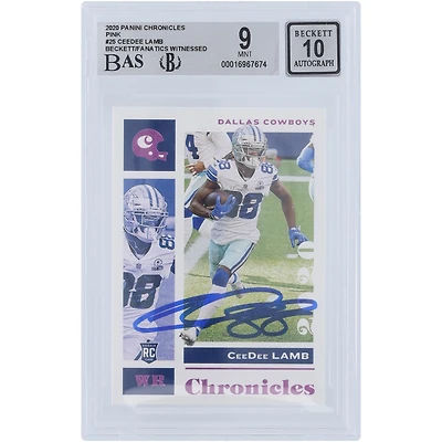 CeeDee Lamb Dallas Cowboys Autographed 2020 Panini Chronicles #25 Beckett Fanatics Witnessed Authenticated 9/10 Rookie Card