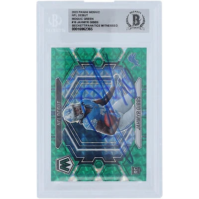 Jahmyr Gibbs Detroit Lions Autographed 2023 Panini Mosaic Green Mosaic #ND-10 Beckett Fanatics Witnessed Authenticated Rookie Card
