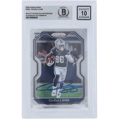 CeeDee Lamb Dallas Cowboys Autographed 2020 Panini Prizm #334 Beckett Fanatics Witnessed Authenticated 10 Rookie Card