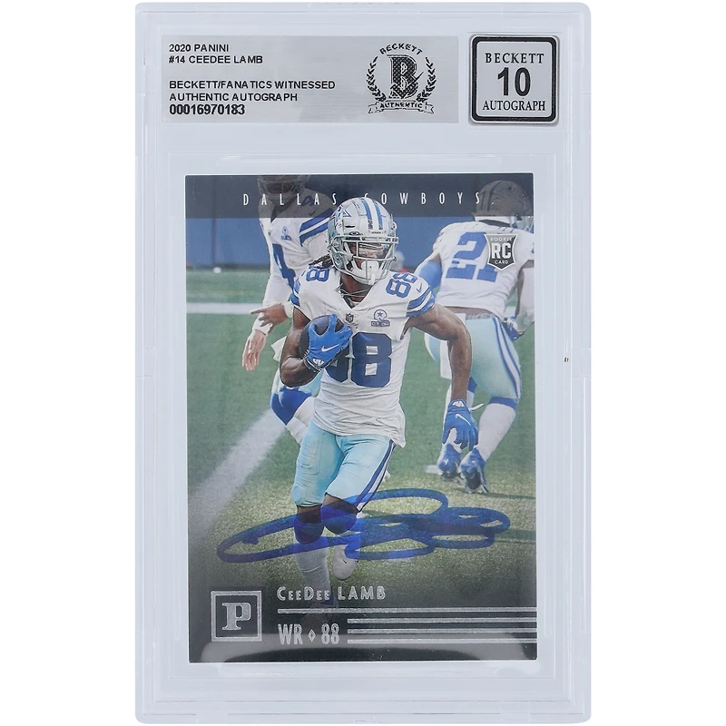 CeeDee Lamb Dallas Cowboys Autographed 2020 Panini #PA-14 Beckett Fanatics Witnessed Authenticated 10 Rookie Card