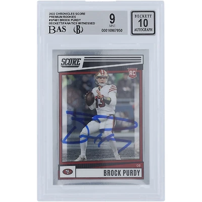 Brock Purdy San Francisco 49ers Autographed 2022 Panini Score Premium Rookies #SP-401 Beckett Fanatics Witnessed Authenticated 9/10 Rookie Card