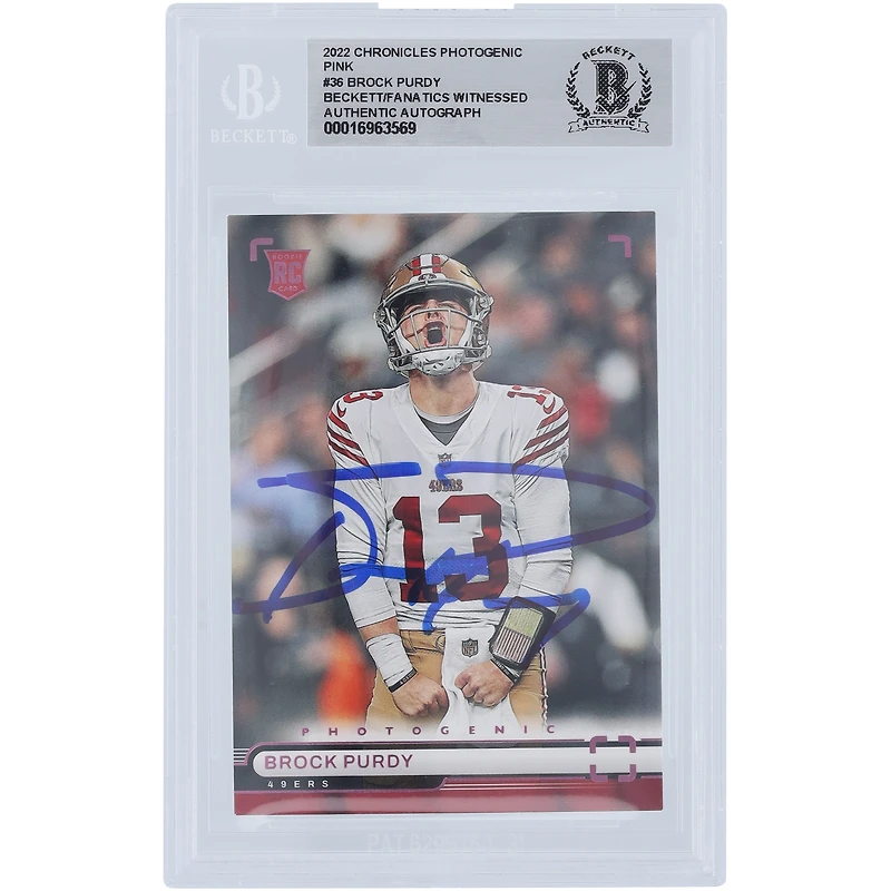 Brock Purdy San Francisco 49ers Autographed 2022 Panini Photogenic #PH-36 Beckett Fanatics Witnessed Authenticated Rookie Card