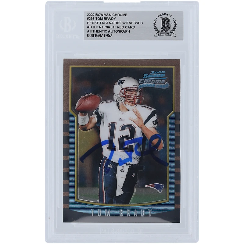 Tom Brady New England Patriots Autographed 2000 Bowman Chrome #236 Beckett Fanatics Witnessed Authenticated Rookie Card