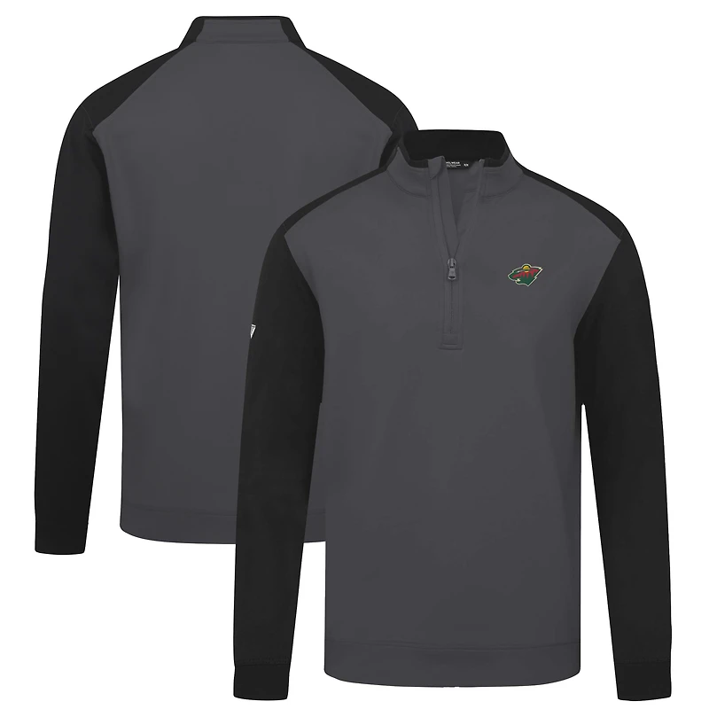 Men's Levelwear Charcoal Minnesota Wild Bayou Insignia Core Quarter-Zip Pullover Top