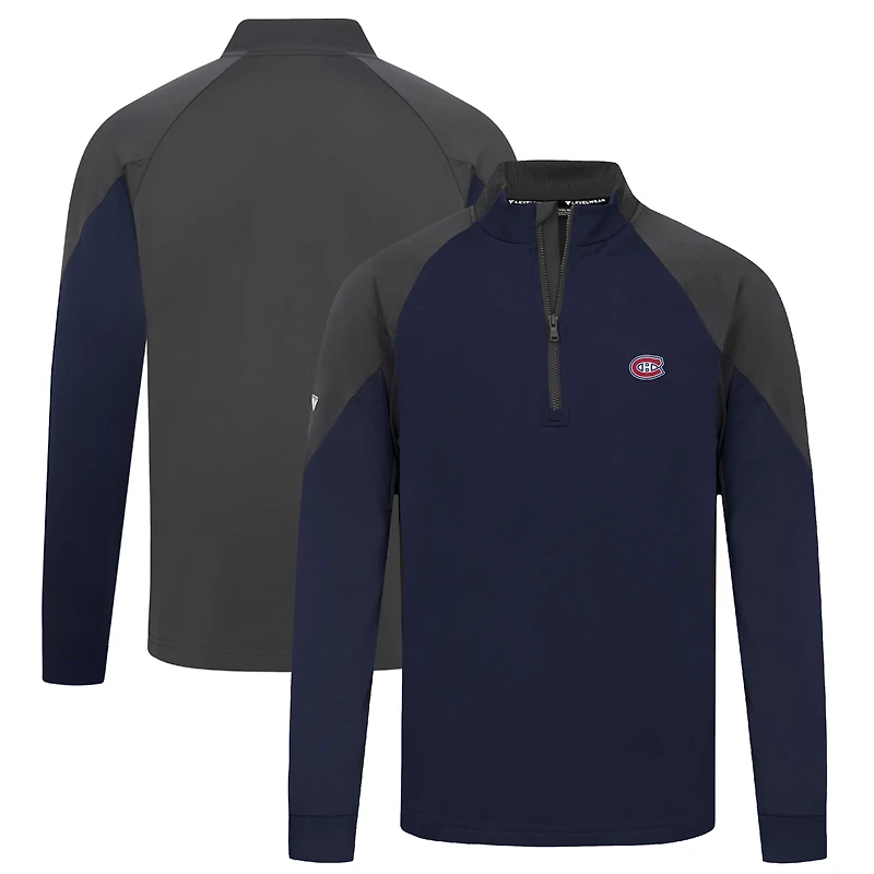 Men's Levelwear Navy Montreal Canadiens Cadet Insignia Core Quarter-Zip Pullover Top